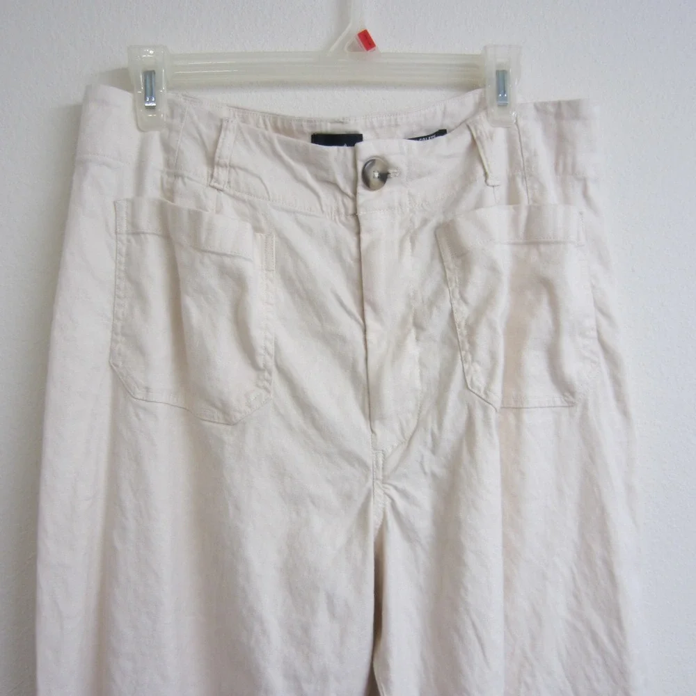 Maeve Anthropologie The Colette Wide Leg Crop Pant Womens 32 Cream Off White Y2K - Picture 3 of 12